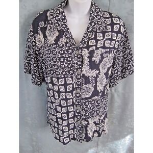 City Blues by Koret Patchwork Print Shirt Size Large Top
